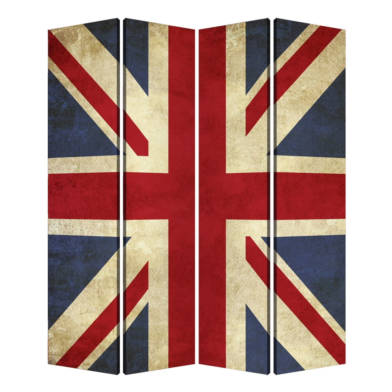 Decorative Lightweight 4 Panel Union Jack Screen Room Divider With Two Different Finishes - 7Ft