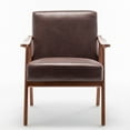 thumbnail image 2 of Dark Brown Mid-Century Modern Accent Chair with Microfiber Upholstery and Solid Wood Frame – Space-Saving Cozy Seating for Living Room & Bedroom, 2 of 5