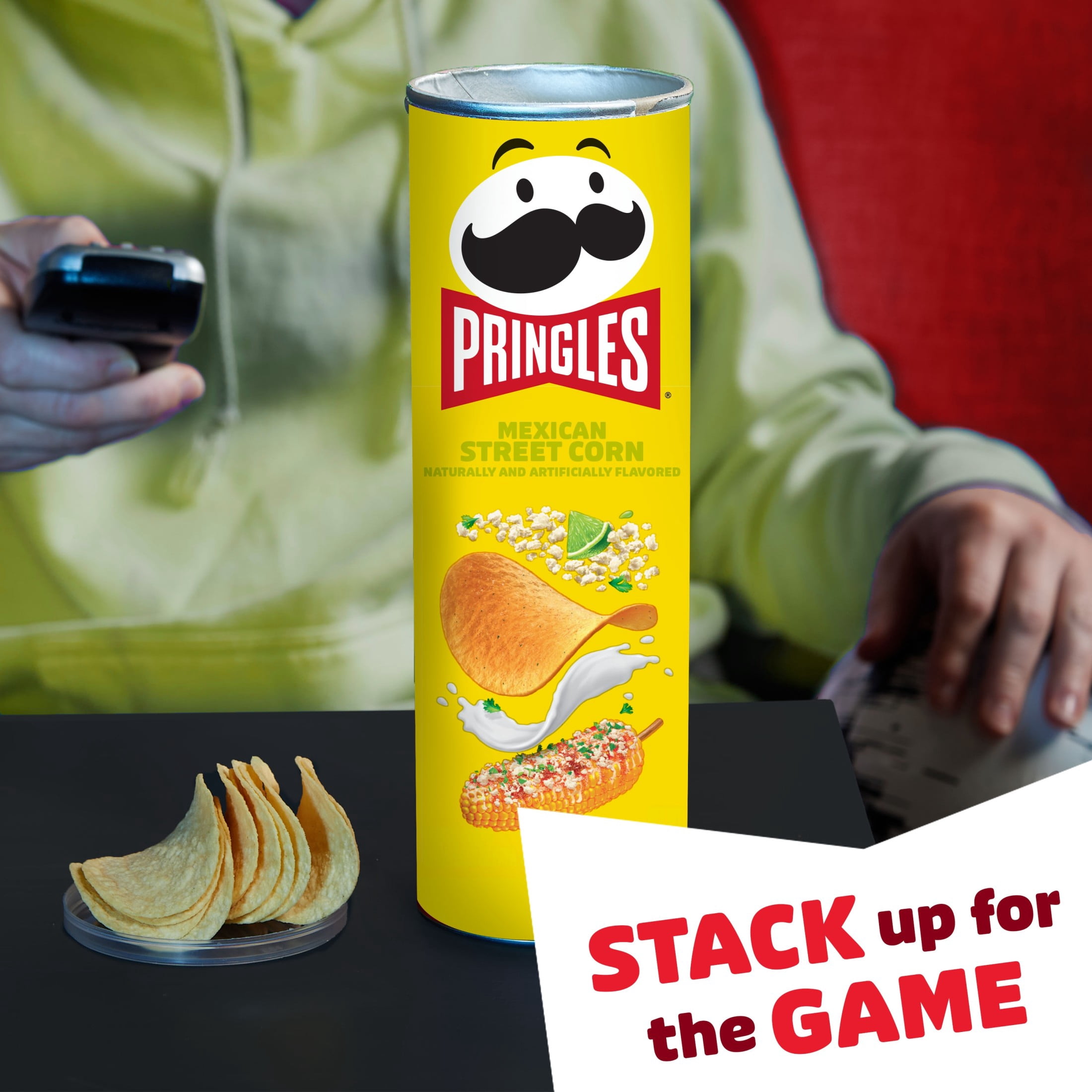 Pringles Elote Mexican Street Corn Potato Crisps Chips, Lunch Snacks, 5.5 oz Canister