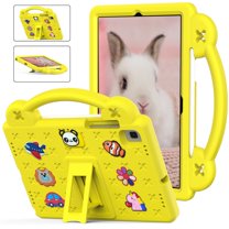 Dteck Kids Case for Samsung Galaxy Tab A7 10.4" 2020/ Tab S6 Lite 2022/2020/ Tab S5e 10.5 inch/Tab S6 2019, Shockproof Light Wight Handle Kickstand Case with DIY Dolls, Yellow