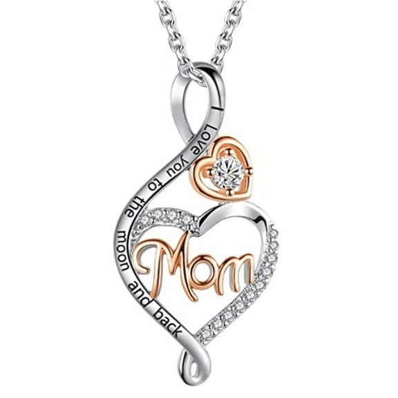 Mother's Day Gift S925 Sterling Silver I Love You Mom Infinite Love Heart Pendant Necklace 18" Sterling Silver Chain  Birthday Gift