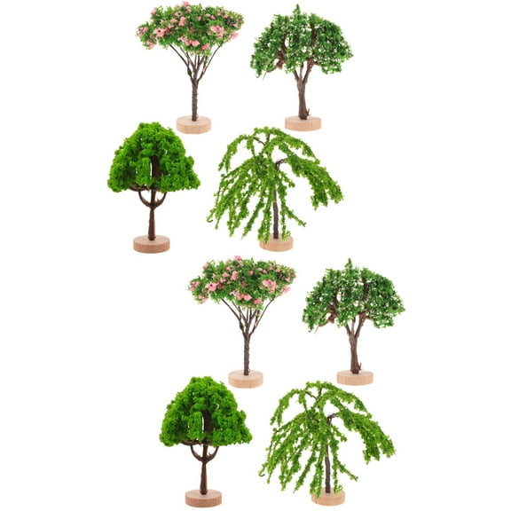 8 Pcs  Miniature Tree Model Plastic Tree Model Plastic Trees Decor Sand Table Ornament Bonsai Decor
