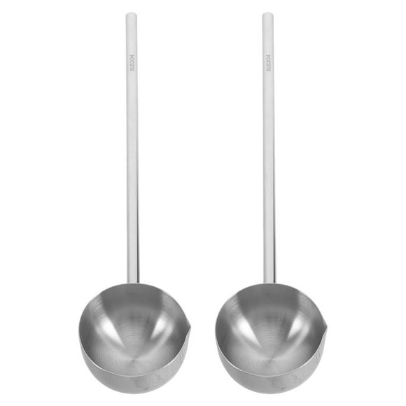 SHOWERORO 2pcs Stainless Steel Pot Spoons Gravy Ladle Ladle Spoon Metal Ladel Silver 304 Stainless Steel