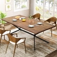 thumbnail image 4 of furlinkhm 70.8'' Large Kitchen Dining Room Table for 6-8, Rectangular Wooden Kitchen Table, Dining Table with X-Shaped Metal Frame, Suit for Kitchen Dining Room Restaurant(Rustic Brown), 4 of 8