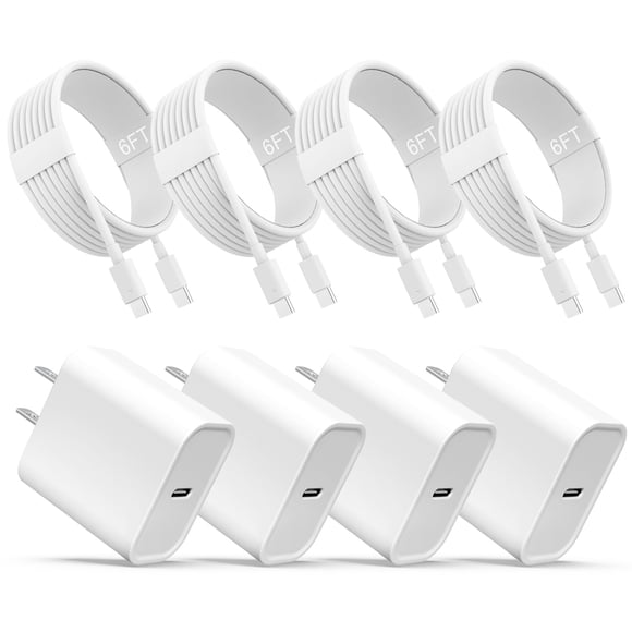 Cargador ILOUYU para iPhone 16 15 USB C, paquete de 4 con 4 cables de 6 pies