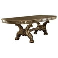 thumbnail image 2 of ACME Dresden Wooden Trestle Dining Table with 2 Leaves in Gold Patina and Bone, 2 of 6