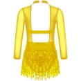thumbnail image 3 of Zaldita Girls Mesh Splice Shiny Sequined Long Sleeve Tassel Dress Latin Salsa Samba Jazz Modern Ballroom Dancewear Gold 16, 3 of 6