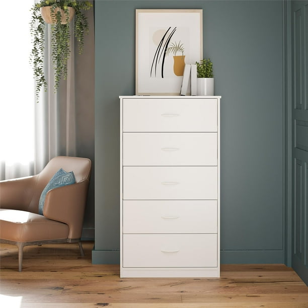 Mainstays Classic 5 Drawer Dresser, White - Walmart.com