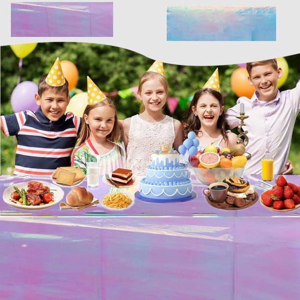 Mantel desechable plástico impermeable para fiestas | PVC resistente a las manchas | 39.4x106.3 pulgadas | Pieza única | Funda de mesa de comedor fácil de limpiar | Azul o morado | Decoración del