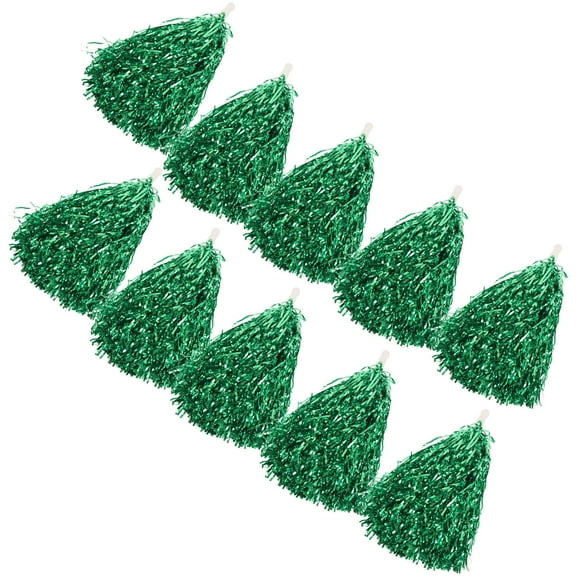FOLOYORI 10 Pcs Green Plastic Cheerleading Poms With Handle For Sports Events Competition Cheering