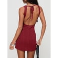 thumbnail image 2 of Vestido Wenrine, minivestido de verano sin espalda para mujer, acanalado rojo, 2 of 5