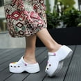 thumbnail image 6 of Platform Clogs for women, Womens Platform Clogs Shoes Gardener Shoes Slippers 2 inch Hight Heels Mules Comfortable Breathable Lightweight Slip on Wedge Sandals Slides with Charms White 42, 6 of 7