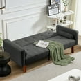 thumbnail image 4 of Futon Sofa Bed,Modern Dark Gray Convertible Couch Bed with Armrests,Fabric Linen Sofa Bed,Folding Recliner Futon Sleeper Sofa, 4 of 7