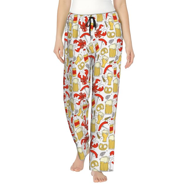 Balery Crabs And Beer Pantalones de pijama para mujer, pijamas ultraligeros, pantalones de estar por casa-XX-Large