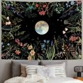 thumbnail image 1 of HZKAICUN Moonlit Garden Tapestry Moon Tapestry Flower tapestry Colorful Plants Tapestry Black Tapestry Wall Hanging Decor for Room, 1 of 7