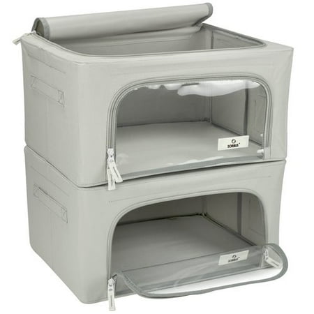 Gray Museum Storage Box - Storage Box with Window,Small, Gray-2 Pack