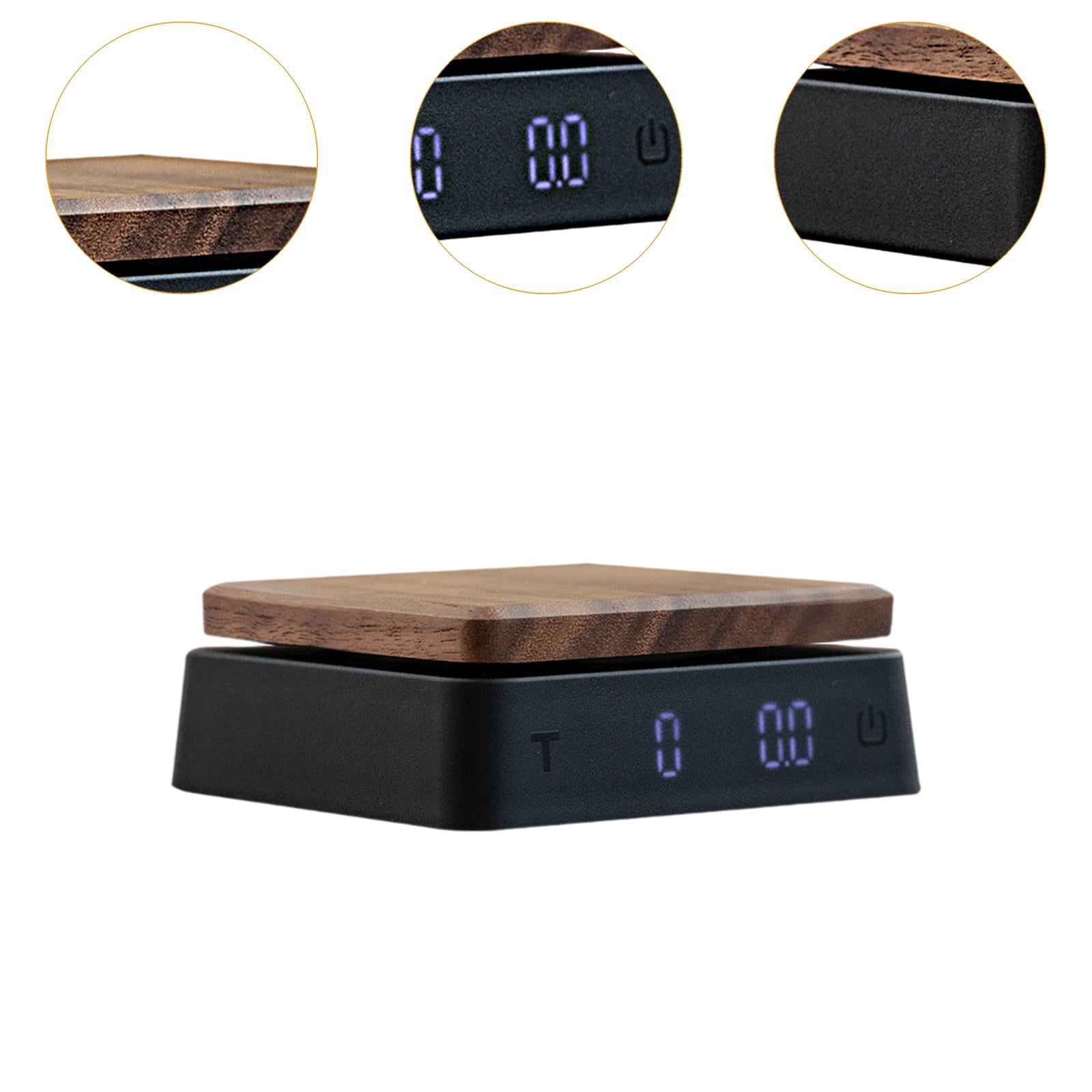 TISHITA Coffee Scale with Timer Electronic Weighing Scale Portable Save Space Compact Kitchen Coffee Scale Espresso Scale for Kitchen Black