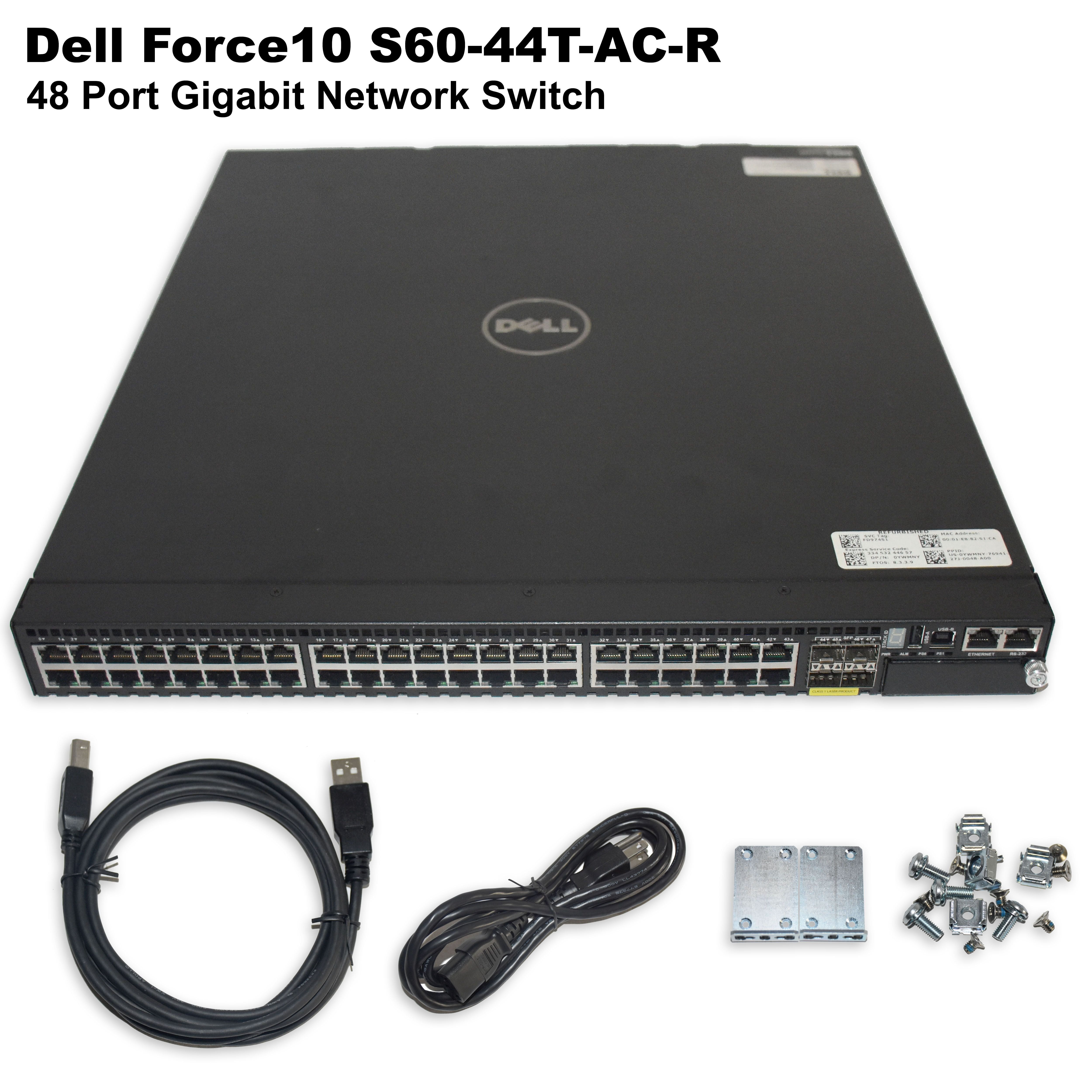 Pre-Owned Dell Force10 S60-44T-AC-R 48 Port Gigabit L3 Managed Ethernet Switch