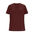 thumbnail image 6 of AherBiu Summer Tops for Women Hollow Cutout Crewneck Short Sleeve Casual Fitted Comfy Tees T-Shirt Wine,Small, 6 of 9
