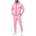 thumbnail image 4 of WIZUTIZ Men's Casual Set Solid Color Long Sleeve Pullover Hoodie Top Elastic Waist Drawstring Zipper Pocket Pants Two-Piece Outfit Polyester Breathable for Home Daily All-Season Wear, 4 of 4