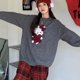 thumbnail image 4 of Ins-suéter de manga larga de Hello Kitty, suéter de punto suelto, estilo perezoso, Tops de otoño e invierno, Sanrio, nuevo, 4 of 5