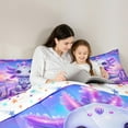 thumbnail image 4 of Manfei 3D Purple Axolotl Bedding Comforter Set 7 Pieces, Mystic Galaxy Flower Full Bedding Set, Teen Boy Girl Kids Reversible Fitted Sheet Flat Sheet, Microfiber Bedroom Decor, 4 of 7