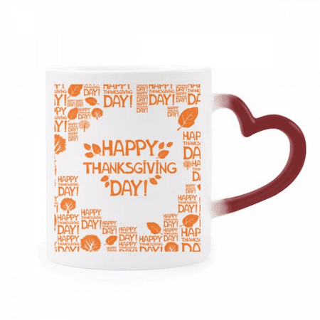 

Thanksgiving Day Word Pattern Heat Sensitive Mug Red Color Changing Stoneware Cup