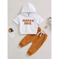 thumbnail image 2 of Mialoley Toddler Boys Clothes, Short Sleeve Hooded Neck Letters Tops Drawstring Long Pants Casual Outfits, 2 of 8