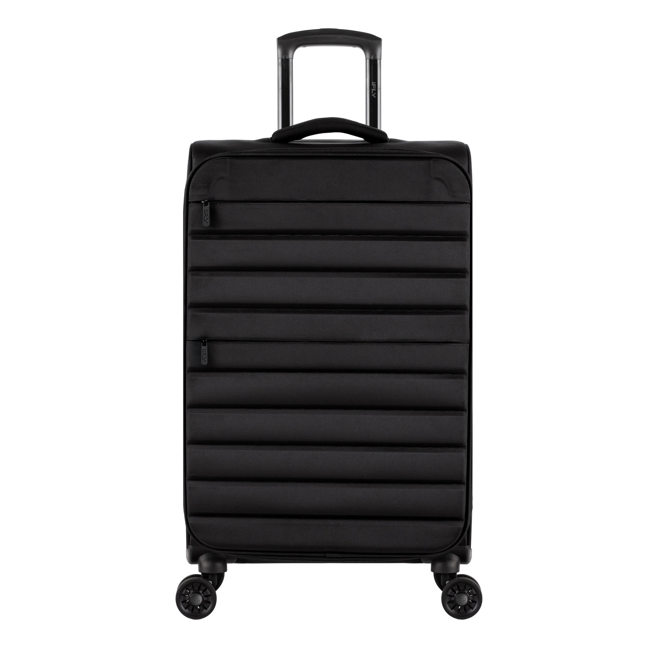 iFLY Fibertech 28" Large Checked Softside Luggage, Lightweight Travel Suitcase, Black