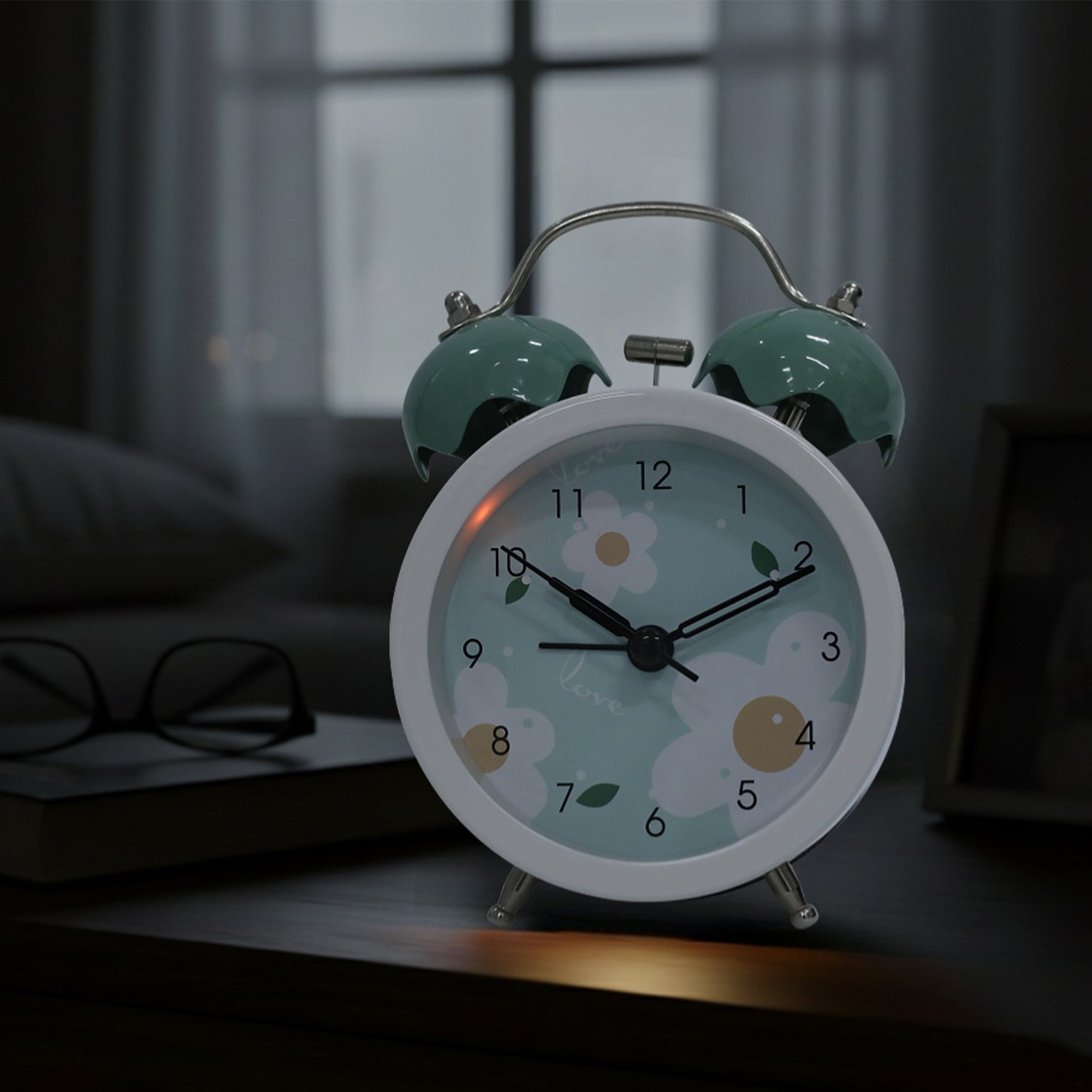 Unique Bargains Compact Size Silent Mechanical Alarm Clock Blue 3.3"L x 2.0"W x 5.1"H