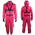 thumbnail image 2 of Squid Game Cosplay Costume Jumpsuit, Children's Long Sleeved Solid Color Red Jumpsuit Cosplay Clothing Anime Suit Jumpsuit for Adults (Red) Size: 130, 2 of 7