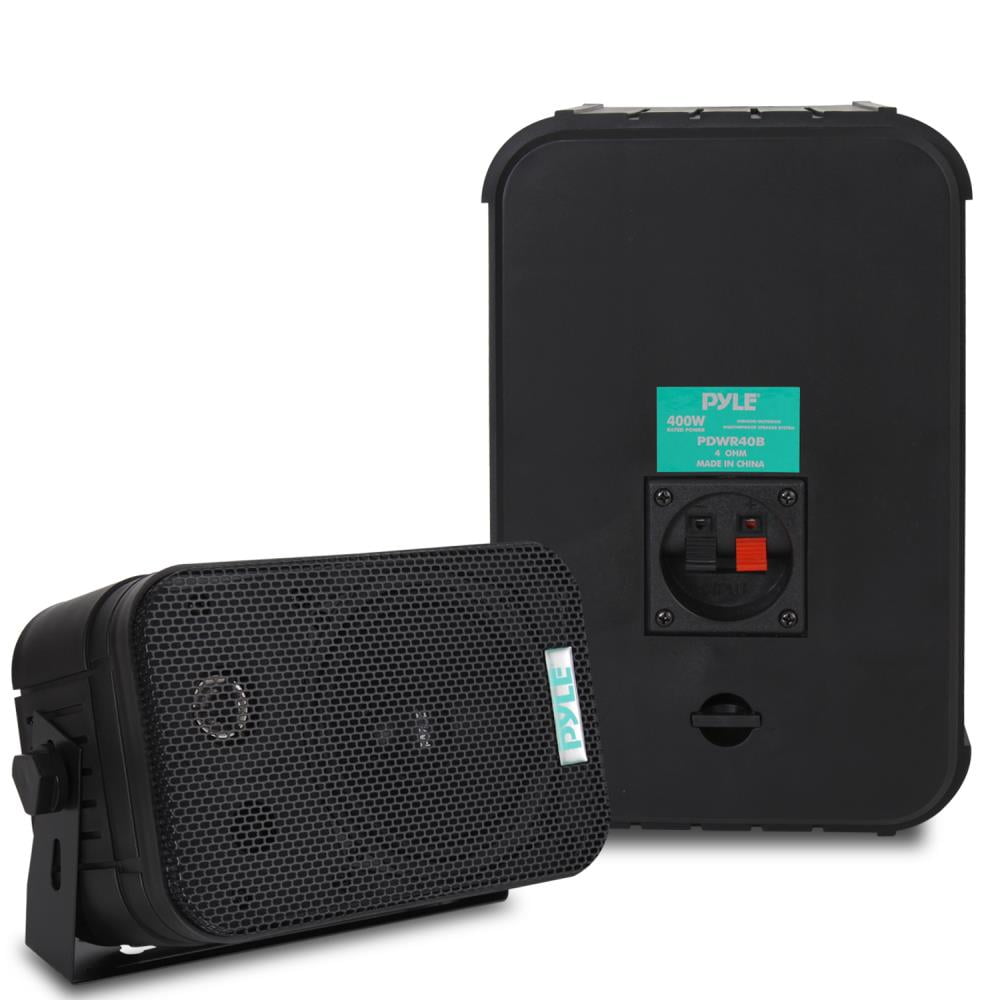 Pyle PDWR40B Waterproof Indoor Outdoor 5.25 Inch Speaker System, Black (2 Pack)
