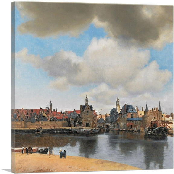 ARTCANVAS View Of Delft 1660 Canvas Art Print by Johannes Vermeer - Size: 18" x 18" (0.75" Deep)