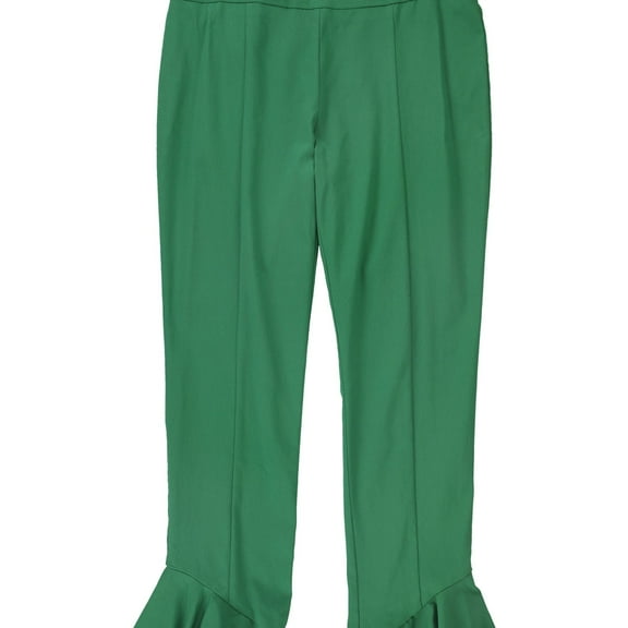 I.N.C Womens Ruffle Hem Casual Cropped Pants, Green, 8