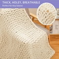 thumbnail image 2 of Chunky Knit Throw Blanket for Couch 40x60 inches 100 Hand Knitted with Thick Jumbo Chenille Yarn Cozy Soft Large Rope Knot Cable Crochet Blankets for Sofa Bed Living Room Beige, 2 of 5