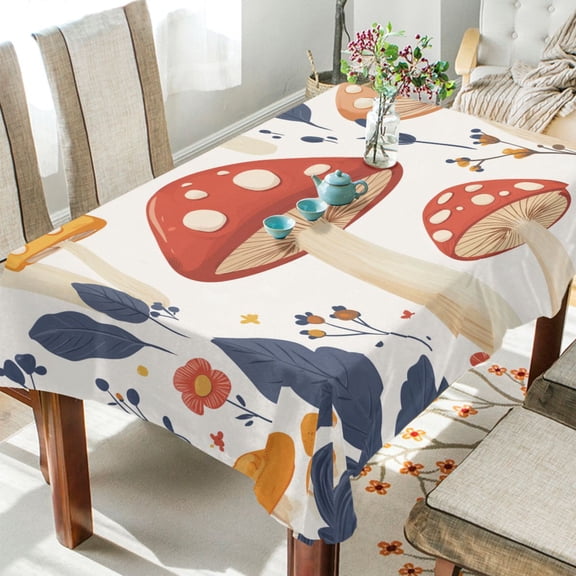 Yayeee Tablecloths for Rectangular Tables 54 x 54 inch Party Table Cover, White Mushroom