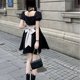 thumbnail image 4 of Mini vestido fruncido de manga corta abombada, vestido de línea A sin espalda, vestido con lazo en la espalda de poliéster, vestido de una pieza para fiesta y viaje, 4 of 8
