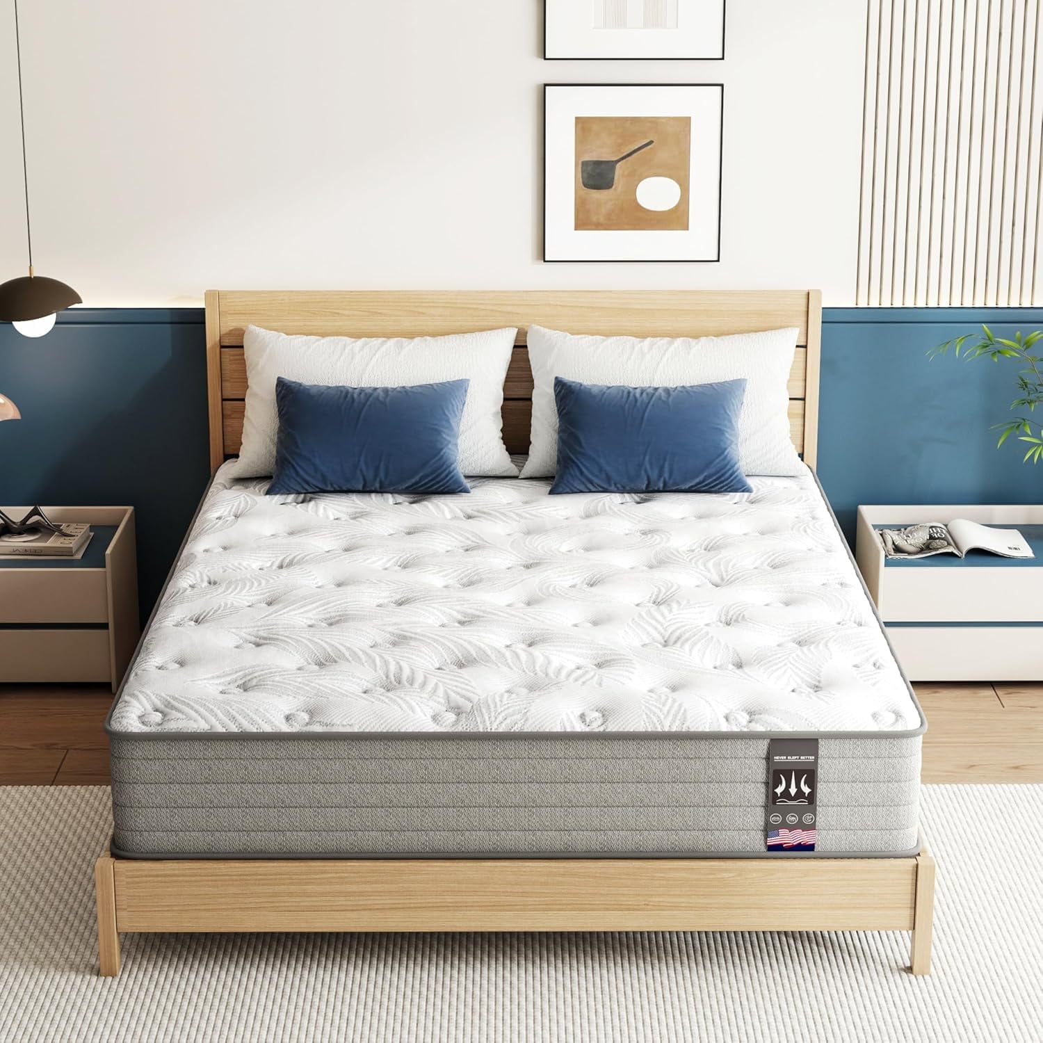 Queen Size Mattresses ,6V-Sermmoo 12 inch Gel Memory Foam Hybrid Pocket Spring Mattress in a Box,Adult