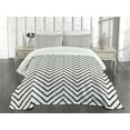 thumbnail image 3 of Ambesonne Modern Quilted Bedspread Set 3 Pcs, Zig Zag Triangle Print, Queen Size, White Black, 3 of 5