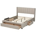 thumbnail image 6 of Baxton Studio Coronado Mid-Century Modern Transitional Beige Fabric Full Size 3-Drawer Storage Platform Bed, 6 of 7