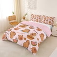 thumbnail image 3 of Erosebridal Cute Capybara Duvet Cover Set,Brown Cartoon Animal Bedding Full For Capybara Lovers ,Reversible Pink 3 Pieces,No Comforter, 3 of 6