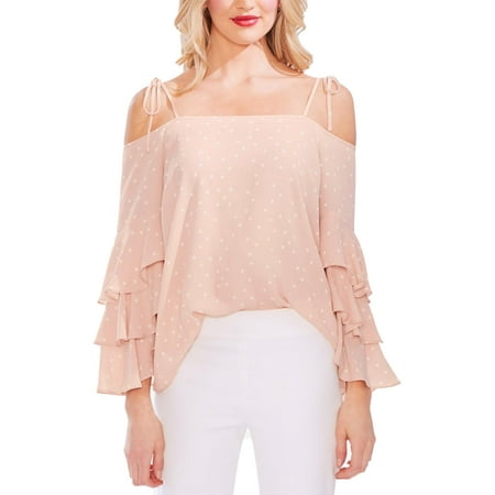 Vince Camuto Womens Scattered Polka Dot Off-The-Shoulder Blouse