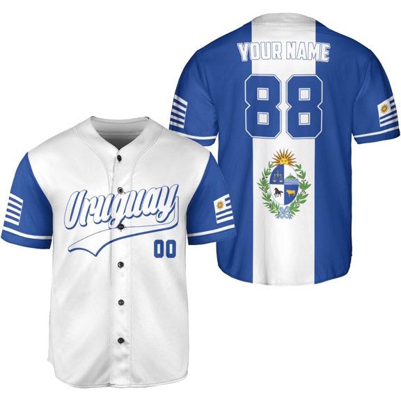 Personalized Uruguay Jersey, Uruguay Soccer Shirt Baseball Uruguay Flag Jersey for Men Women Country Shirts (S)