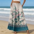 thumbnail image 2 of LWavelet Women's Daisy Floral Print Tiered Maxi Skirt, Elastic Waist with Pockets, Cute Spring & Mother's Day Long Skirt Light Blue M, 2 of 6