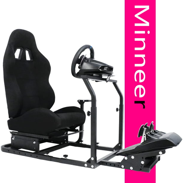 maskine ejer Taxpayer Minneer Simulator Driving Cockpit with Racing Black Seat Compatible with Logitech  G27/G29/G920/G923,Wheel and Pedals Not Include - Walmart.com
