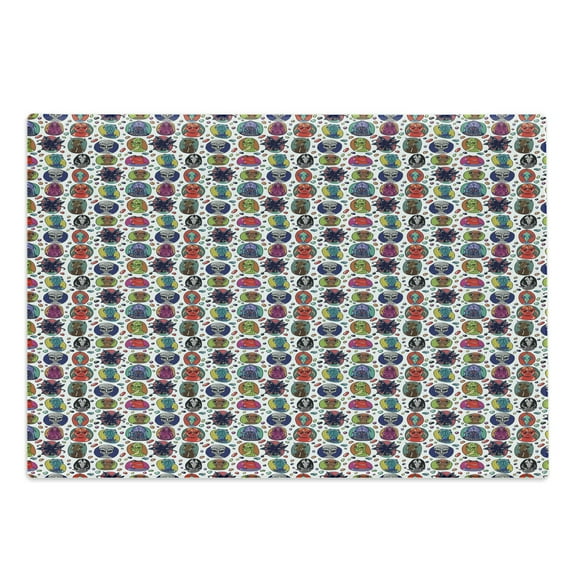 Alien Cutting Board, Fictitious Futuristic Extraterrestrial Character Portraits in Abstract Style Setting, Decorative Tempered Glass Cutting and Serving Board, Large Size, Multicolor, by Ambesonne