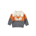 thumbnail image 2 of Baby Knit Sweaters Cute Long Sleeve Contrast Color Fox Print Pullover Tops Toddler Sweatshirts, 2 of 10