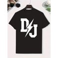 thumbnail image 1 of Camiseta de algodón con gráfico de DJ para niño - Cuello redondo, manga corta, ligera, roja, con letras "DJ" en negrita, top informal de verano para jóvenes, camiseta de hip hop, 1 of 6