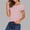 Pink, variant on Women's Casual Striped Crew Neck Short Sleeve T Shirts Tee Tops