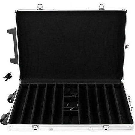 Trademark Poker 1000 Capacity Chip Case Trolley, Aluminum With Wooden Insert